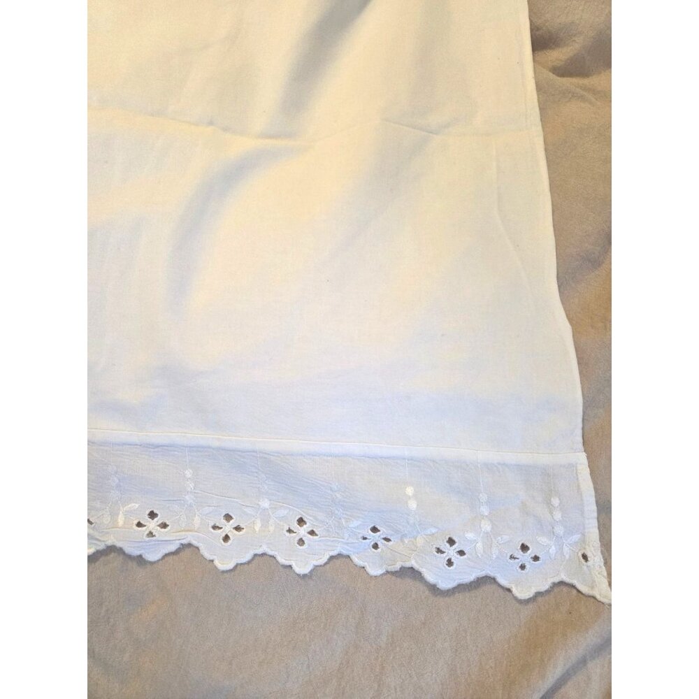 Antiq French White Cotton Duvet Cover Lace Trim 90x78 some spots - Picture 2 of 7
